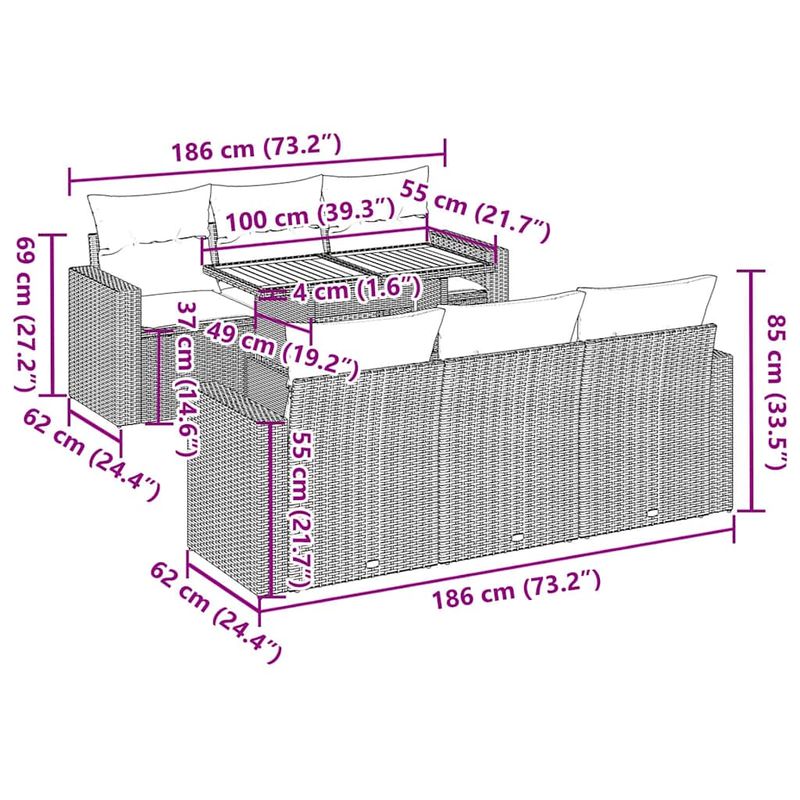 Casa si Gradina - Gradina si terasa - Mobilier exterior - Seturi mobila gradina - Set canapele de gradina cu perne, 7 piese, negru, poliratan - Infinity.ro