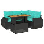 Casa si Gradina - Gradina si terasa - Mobilier exterior - Seturi mobila gradina - Set mobilier de gradina cu perne, 5 piese, negru, poliratan - Infinity.ro