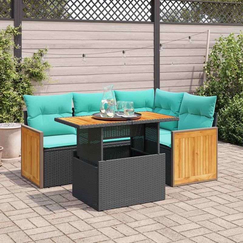 Casa si Gradina - Gradina si terasa - Mobilier exterior - Seturi mobila gradina - Set mobilier de gradina cu perne, 5 piese,poliratan/lemn acacia - Infinity.ro