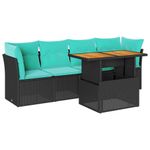 Casa si Gradina - Gradina si terasa - Mobilier exterior - Seturi mobila gradina - Set mobilier de gradina cu perne, 5 piese, negru, poliratan - Infinity.ro