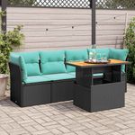 Casa si Gradina - Gradina si terasa - Mobilier exterior - Seturi mobila gradina - Set mobilier de gradina cu perne, 5 piese, negru, poliratan - Infinity.ro