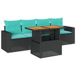 Casa si Gradina - Gradina si terasa - Mobilier exterior - Seturi mobila gradina - Set mobilier de gradina cu perne, 5 piese, negru, poliratan - Infinity.ro