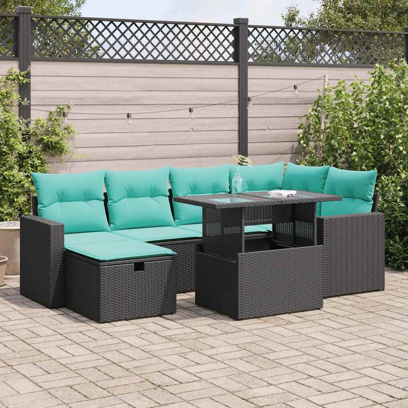 Casa si Gradina - Gradina si terasa - Mobilier exterior - Seturi mobila gradina - Set canapele gradina cu perne 7 piese gri poliratan/lemn acacia - Infinity.ro