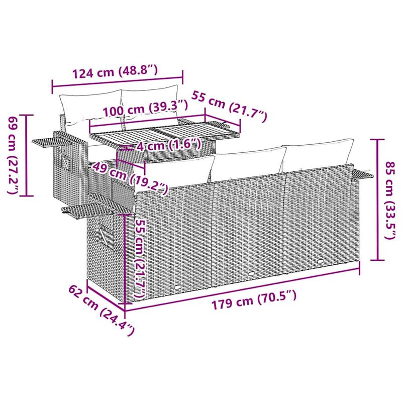 Casa si Gradina - Gradina si terasa - Mobilier exterior - Seturi mobila gradina - Set mobilier de gradina cu perne, 6 piese, negru, poliratan - Infinity.ro