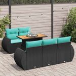 Casa si Gradina - Gradina si terasa - Mobilier exterior - Seturi mobila gradina - Set mobilier de gradina cu perne, 6 piese, negru, poliratan - Infinity.ro