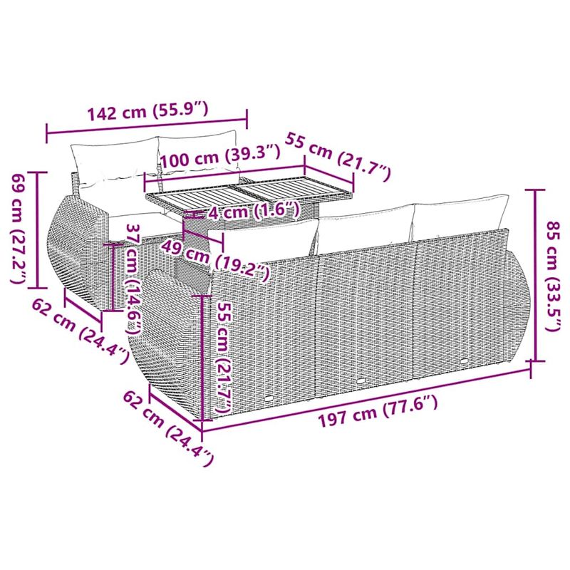 Casa si Gradina - Gradina si terasa - Mobilier exterior - Seturi mobila gradina - Set mobilier de gradina cu perne, 6 piese, negru, poliratan - Infinity.ro