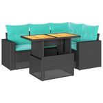 Casa si Gradina - Gradina si terasa - Mobilier exterior - Seturi mobila gradina - Set mobilier de gradina cu perne, 5 piese, negru, poliratan - Infinity.ro