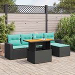 Casa si Gradina - Gradina si terasa - Mobilier exterior - Seturi mobila gradina - Set mobilier de gradina cu perne, 6 piese, negru, poliratan - Infinity.ro