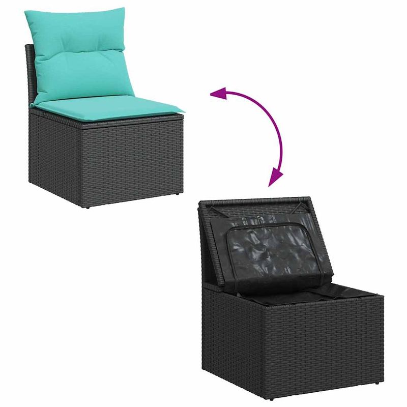 Casa si Gradina - Gradina si terasa - Mobilier exterior - Seturi mobila gradina - Set mobilier de gradina cu perne, 6 piese, negru, poliratan - Infinity.ro