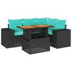 Casa si Gradina - Gradina si terasa - Mobilier exterior - Seturi mobila gradina - Set mobilier de gradina cu perne, 5 piese, negru, poliratan - Infinity.ro