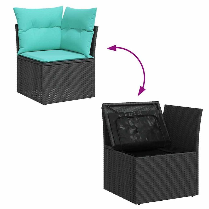 Casa si Gradina - Gradina si terasa - Mobilier exterior - Seturi mobila gradina - Set mobilier de gradina cu perne, 5 piese, negru, poliratan - Infinity.ro