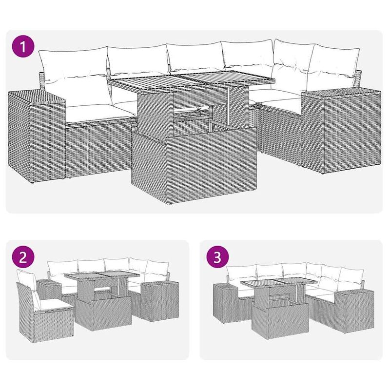 Casa si Gradina - Gradina si terasa - Mobilier exterior - Seturi mobila gradina - Set mobilier de gradina cu perne, 6 piese, negru, poliratan - Infinity.ro
