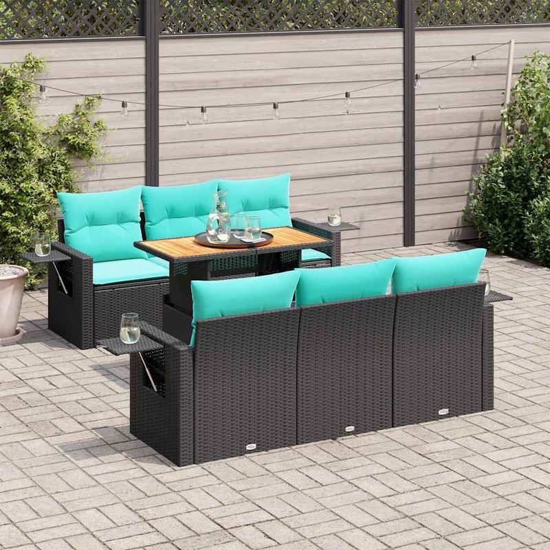 Casa si Gradina - Gradina si terasa - Mobilier exterior - Seturi mobila gradina - Set canapele de gradina cu perne, 7 piese, negru, poliratan - Infinity.ro