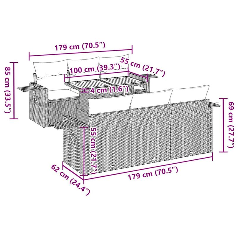 Casa si Gradina - Gradina si terasa - Mobilier exterior - Seturi mobila gradina - Set canapele de gradina cu perne, 7 piese, negru, poliratan - Infinity.ro