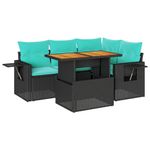 Casa si Gradina - Gradina si terasa - Mobilier exterior - Seturi mobila gradina - Set mobilier de gradina cu perne, 5 piese, negru, poliratan - Infinity.ro