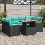 Casa si Gradina - Gradina si terasa - Mobilier exterior - Seturi mobila gradina - Set canapele de gradina cu perne, 7 piese, negru, poliratan - Infinity.ro