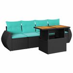 Casa si Gradina - Gradina si terasa - Mobilier exterior - Seturi mobila gradina - Set mobilier de gradina cu perne, 5 piese, negru, poliratan - Infinity.ro
