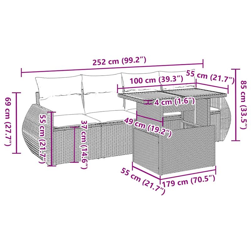 Casa si Gradina - Gradina si terasa - Mobilier exterior - Seturi mobila gradina - Set mobilier de gradina cu perne, 5 piese, negru, poliratan - Infinity.ro