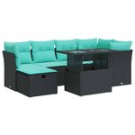 Casa si Gradina - Gradina si terasa - Mobilier exterior - Seturi mobila gradina - Set canapele gradina perne 7 piese negru, poliratan/lemn acacia - Infinity.ro