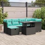 Casa si Gradina - Gradina si terasa - Mobilier exterior - Seturi mobila gradina - Set canapele gradina perne 7 piese negru, poliratan/lemn acacia - Infinity.ro