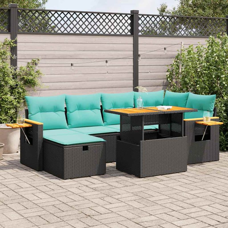 Casa si Gradina - Gradina si terasa - Mobilier exterior - Seturi mobila gradina - Set canapele de gradina cu perne, 7 piese, maro, poliratan - Infinity.ro