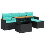 Casa si Gradina - Gradina si terasa - Mobilier exterior - Seturi mobila gradina - Set mobilier de gradina cu perne, 6 piese, negru, poliratan - Infinity.ro
