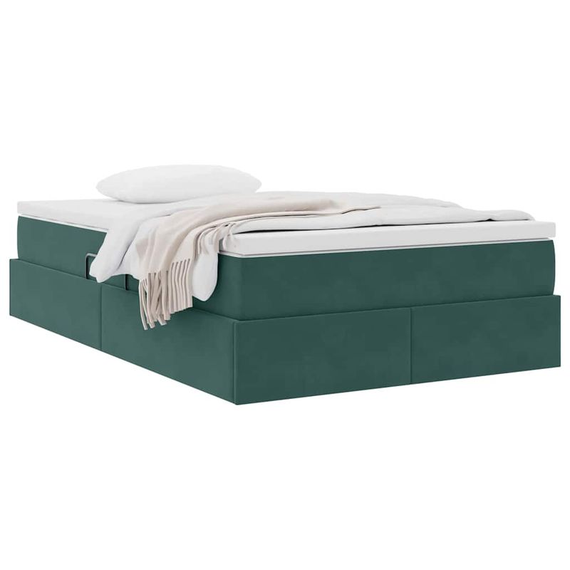 Casa si Gradina - Mobilier - Paturi si accesorii - Paturi - Pat cu saltea si spatiu de depozitare Verde inchis 120 x 200 cm - Infinity.ro