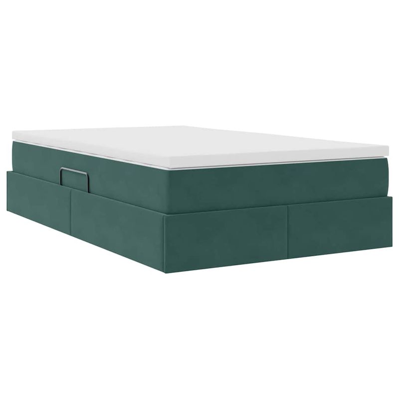 Casa si Gradina - Mobilier - Paturi si accesorii - Paturi - Pat cu saltea si spatiu de depozitare Verde inchis 120 x 200 cm - Infinity.ro