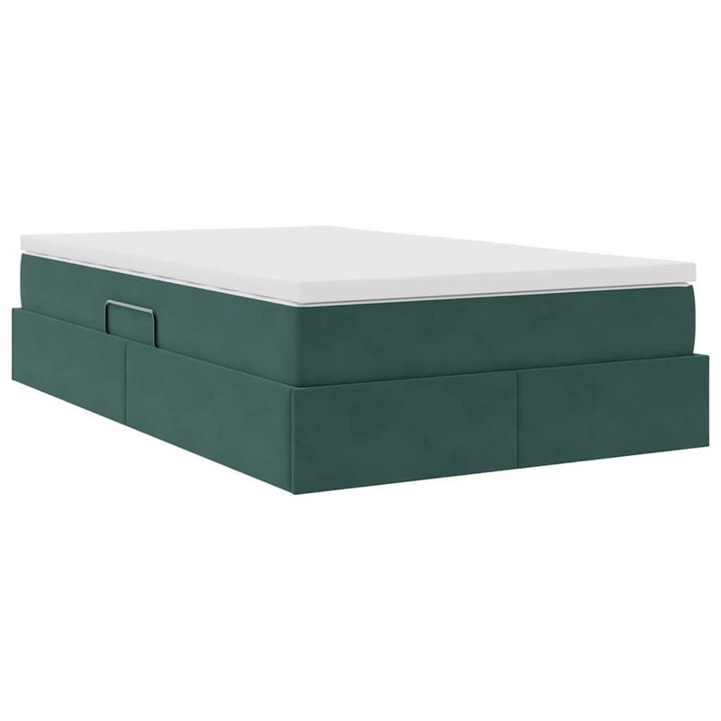 Casa si Gradina - Mobilier - Paturi si accesorii - Paturi - Pat cu saltea si spatiu de depozitare Verde inchis 120 x 200 cm - Infinity.ro