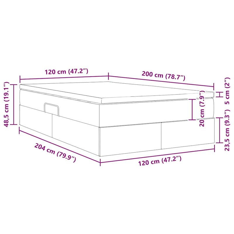 Casa si Gradina - Mobilier - Paturi si accesorii - Paturi - Pat cu saltea si spatiu de depozitare Verde inchis 120 x 200 cm - Infinity.ro
