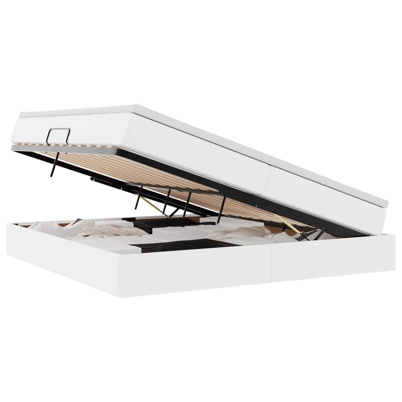 Casa si Gradina - Mobilier - Paturi si accesorii - Paturi - Pat cu saltea si spatiu de depozitare Alb 200 x 200 cm - Infinity.ro