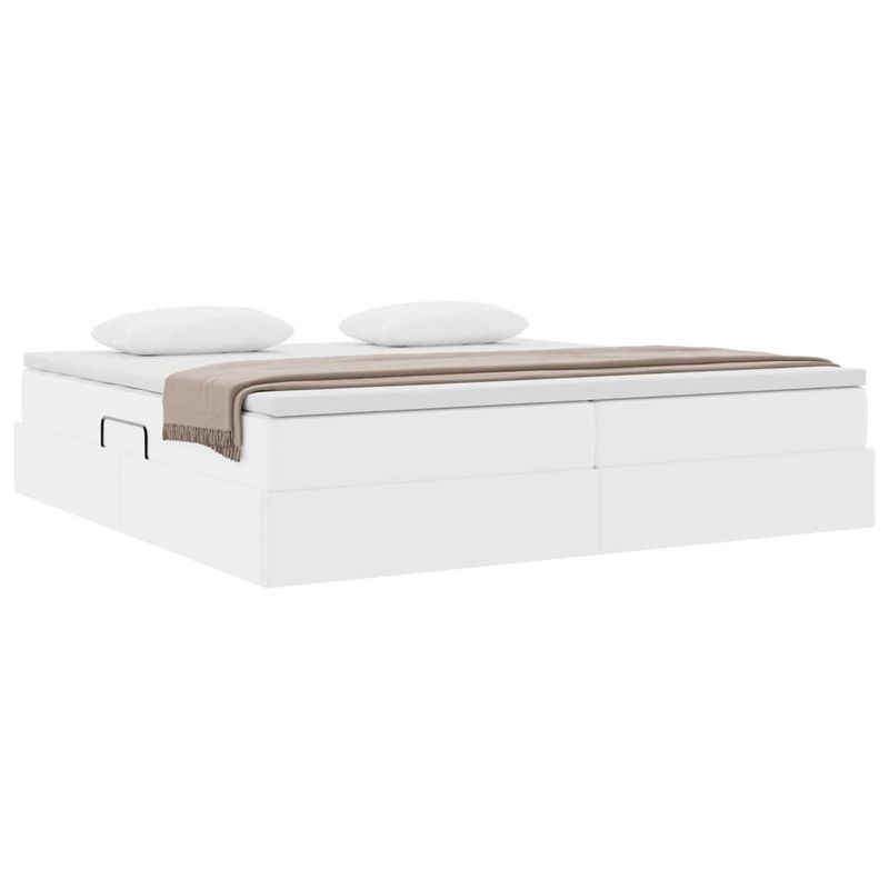 Casa si Gradina - Mobilier - Paturi si accesorii - Paturi - Pat cu saltea si spatiu de depozitare Alb 200 x 200 cm - Infinity.ro