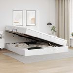 Casa si Gradina - Mobilier - Paturi si accesorii - Paturi - Pat cu saltea si spatiu de depozitare Alb 200 x 200 cm - Infinity.ro