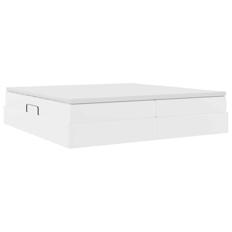 Casa si Gradina - Mobilier - Paturi si accesorii - Paturi - Pat cu saltea si spatiu de depozitare Alb 200 x 200 cm - Infinity.ro