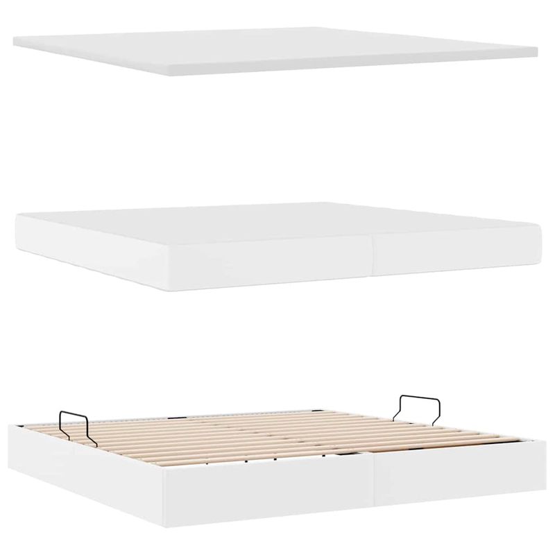 Casa si Gradina - Mobilier - Paturi si accesorii - Paturi - Pat cu saltea si spatiu de depozitare Alb 200 x 200 cm - Infinity.ro