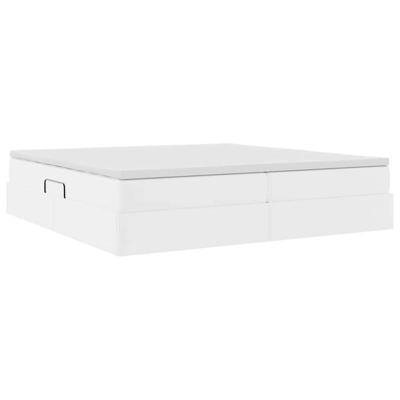 Casa si Gradina - Mobilier - Paturi si accesorii - Paturi - Pat cu saltea si spatiu de depozitare Alb 200 x 200 cm - Infinity.ro
