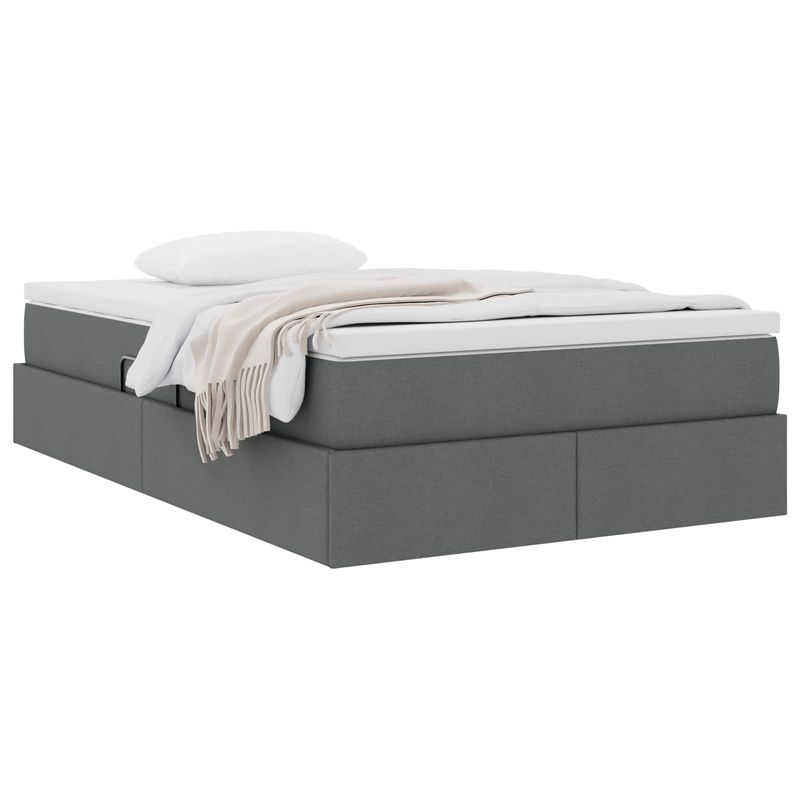 Casa si Gradina - Mobilier - Paturi si accesorii - Paturi - Pat cu saltea si spatiu de depozitare Gri inchis 120 x 190 cm - Infinity.ro