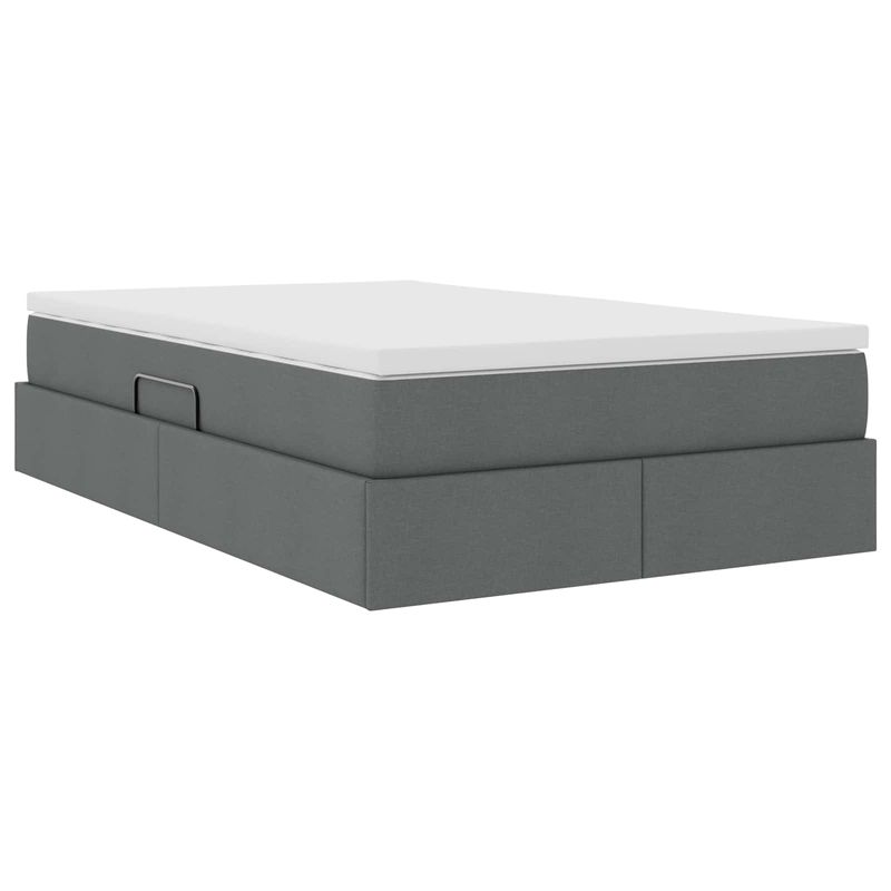Casa si Gradina - Mobilier - Paturi si accesorii - Paturi - Pat cu saltea si spatiu de depozitare Gri inchis 120 x 190 cm - Infinity.ro