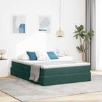 Casa si Gradina - Mobilier - Paturi si accesorii - Paturi - Pat cu saltea si spatiu de depozitare Verde inchis 140 x 200 cm - Infinity.ro