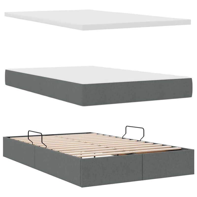 Casa si Gradina - Mobilier - Paturi si accesorii - Paturi - Pat cu saltea si spatiu de depozitare Gri inchis 120 x 190 cm - Infinity.ro