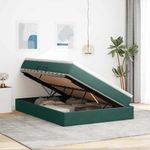 Casa si Gradina - Mobilier - Paturi si accesorii - Paturi - Pat cu saltea si spatiu de depozitare Verde inchis 140 x 200 cm - Infinity.ro