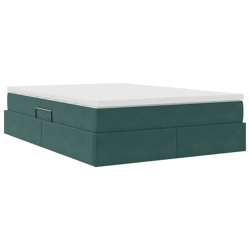 Casa si Gradina - Mobilier - Paturi si accesorii - Paturi - Pat cu saltea si spatiu de depozitare Verde inchis 140 x 200 cm - Infinity.ro