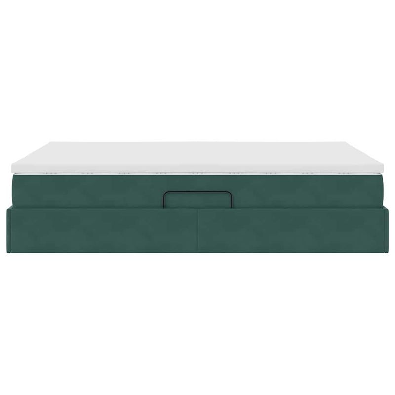 Casa si Gradina - Mobilier - Paturi si accesorii - Paturi - Pat cu saltea si spatiu de depozitare Verde inchis 140 x 200 cm - Infinity.ro