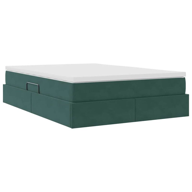 Casa si Gradina - Mobilier - Paturi si accesorii - Paturi - Pat cu saltea si spatiu de depozitare Verde inchis 140 x 200 cm - Infinity.ro