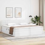 Casa si Gradina - Mobilier - Paturi si accesorii - Paturi - Pat cu storage cu saltea Alb pur 200 x 200 cm Piele artificiala - Infinity.ro