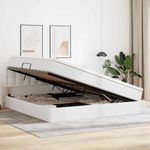 Casa si Gradina - Mobilier - Paturi si accesorii - Paturi - Pat cu storage cu saltea Alb pur 200 x 200 cm Piele artificiala - Infinity.ro