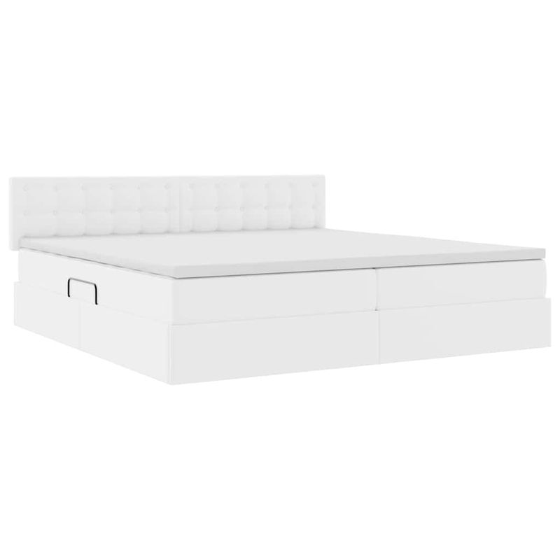 Casa si Gradina - Mobilier - Paturi si accesorii - Paturi - Pat cu storage cu saltea Alb pur 200 x 200 cm Piele artificiala - Infinity.ro