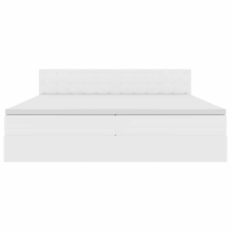 Casa si Gradina - Mobilier - Paturi si accesorii - Paturi - Pat cu storage cu saltea Alb pur 200 x 200 cm Piele artificiala - Infinity.ro