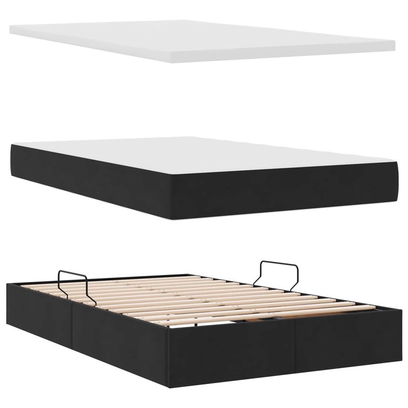 Casa si Gradina - Mobilier - Paturi si accesorii - Paturi - Pat cu saltea si spatiu de depozitare Negru 120 x 190 cm - Infinity.ro