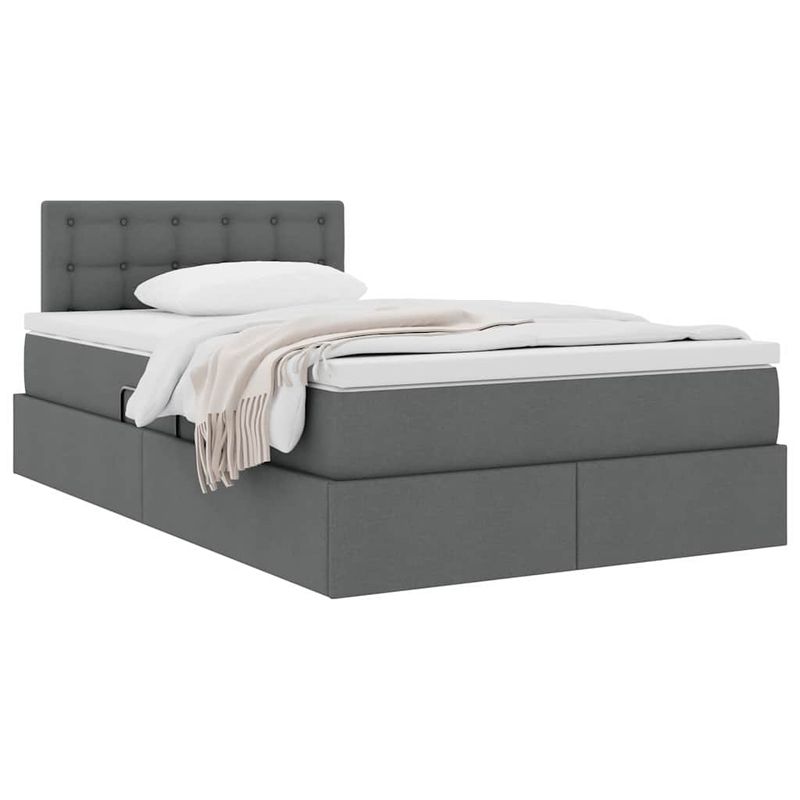 Casa si Gradina - Mobilier - Paturi si accesorii - Paturi - Pat cu saltea si spatiu de depozitare Gri inchis 120 x 190 cm - Infinity.ro